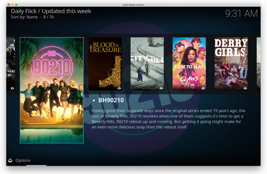 Screenshot for the Kodi addon